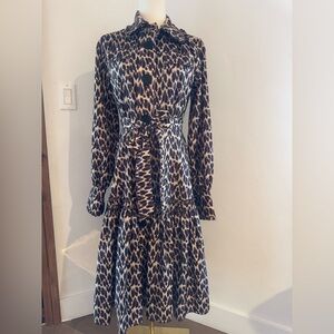 Manoush brand button down long sleeve leopard print dress. Size 36